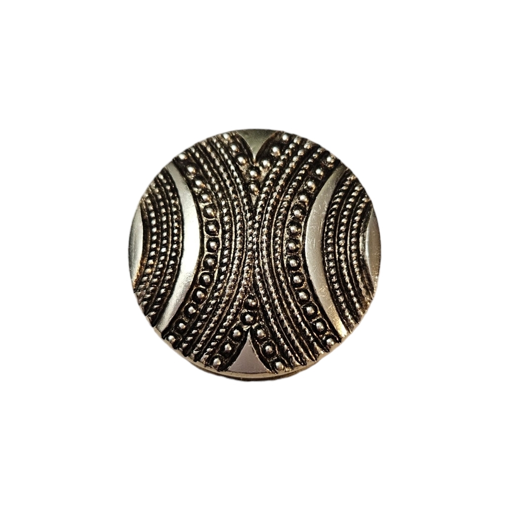 Vintage Round Scarf Clip Pebbled Swirl Design Antique Silver Tone Germany